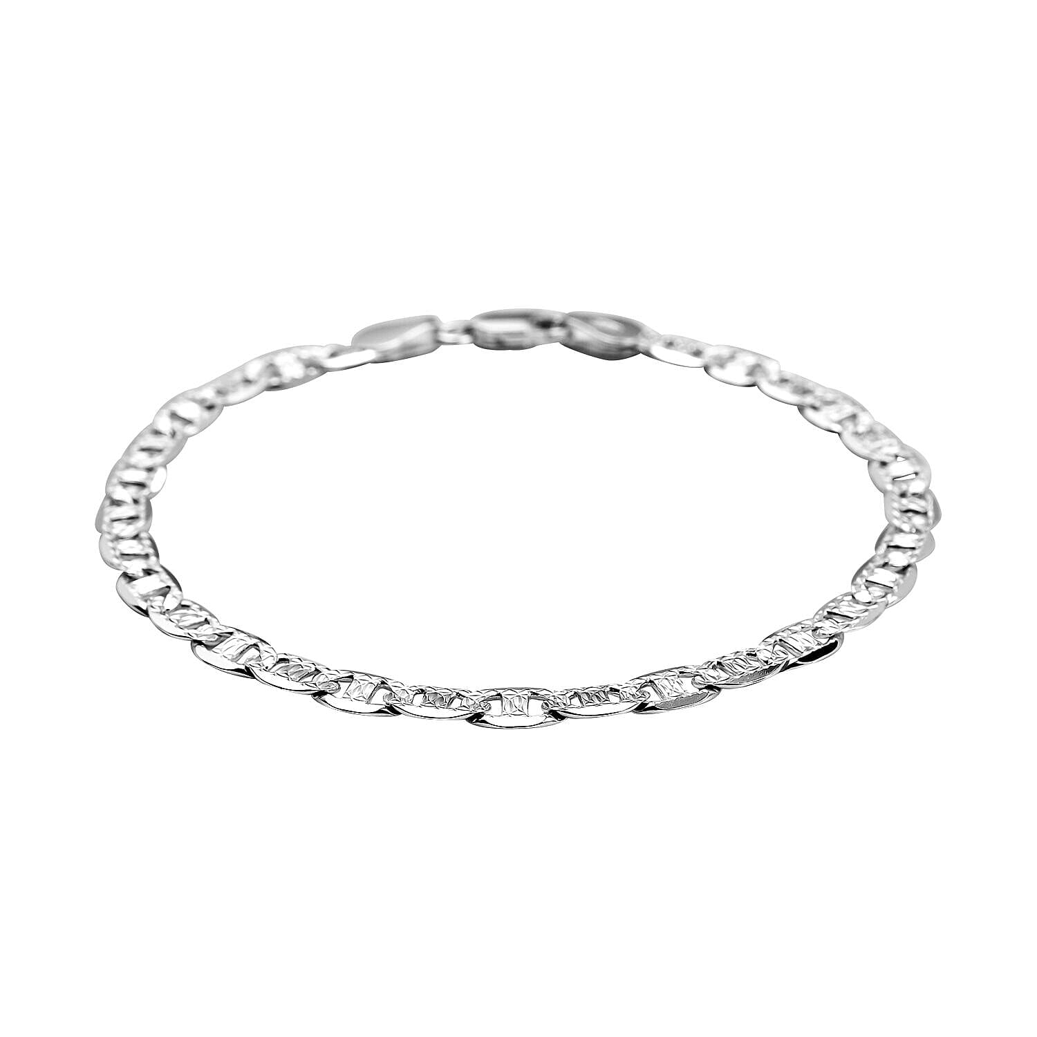 Vicenza Closeout - Rhodium Overlay Sterling Silver Bracelet (Size - 7.5)