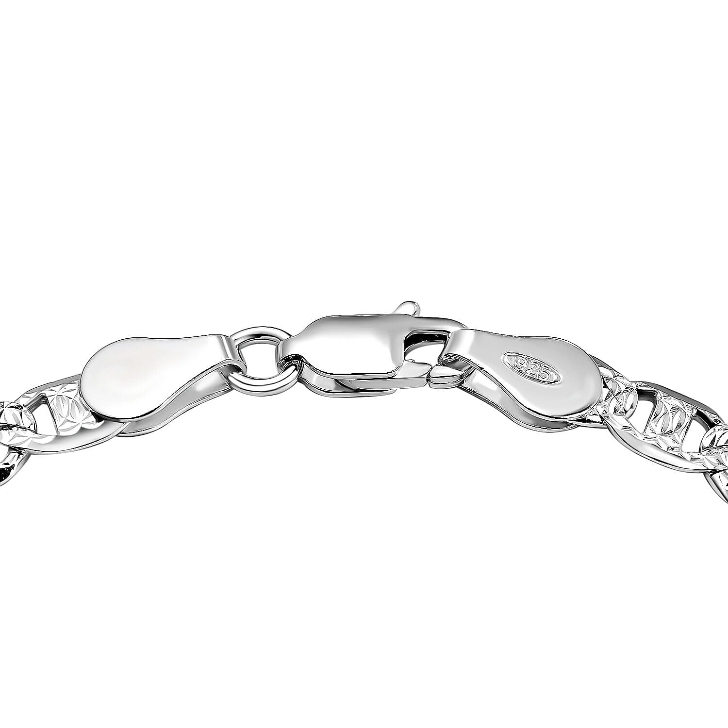 Vicenza Closeout - Rhodium Overlay Sterling Silver Bracelet (Size - 7.5)