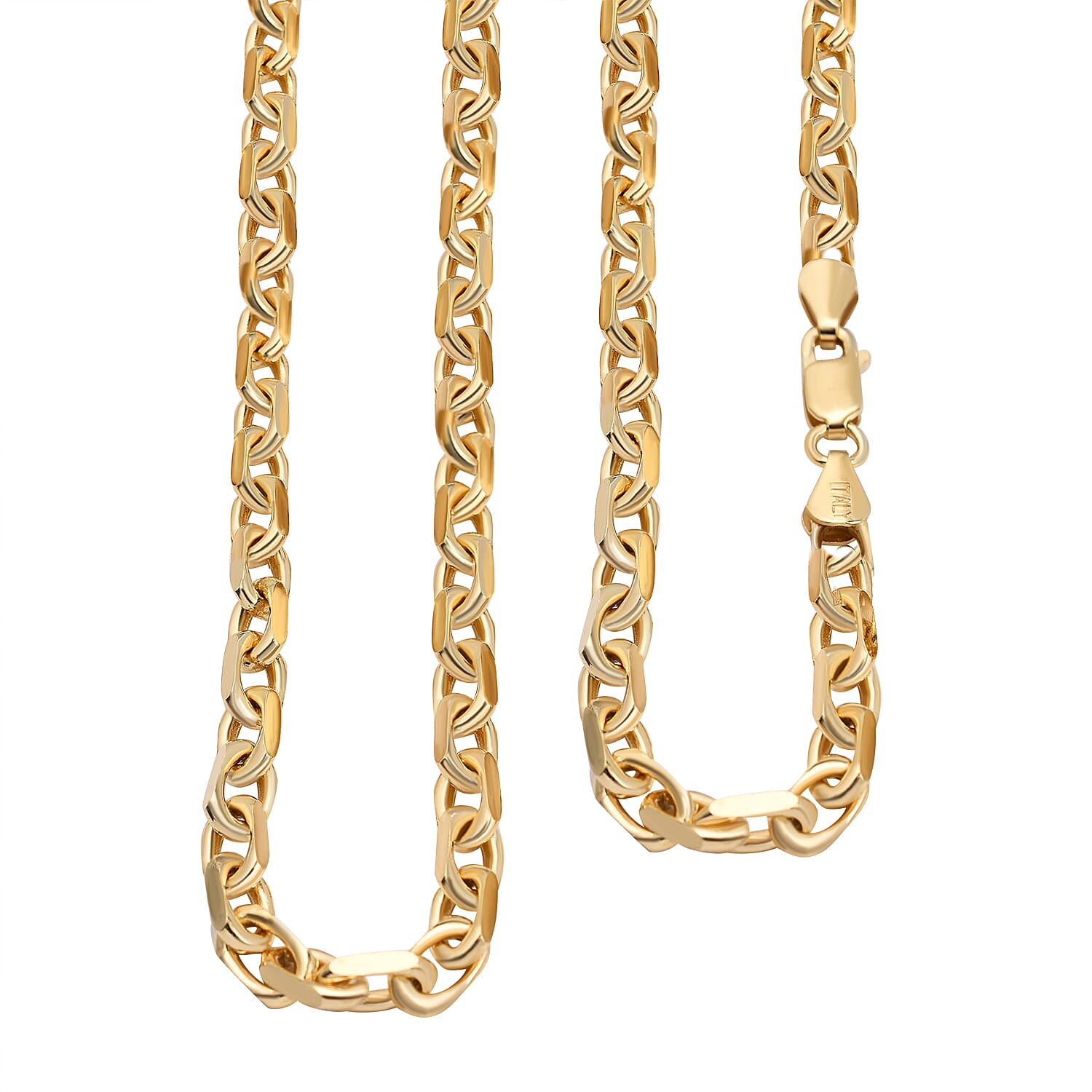 Vicenza Closeout - Yellow Gold Overlay Sterling Silver Cable Necklace (Size - 20) with Lobster Clasp, Silver Wt. 27.83 Gms