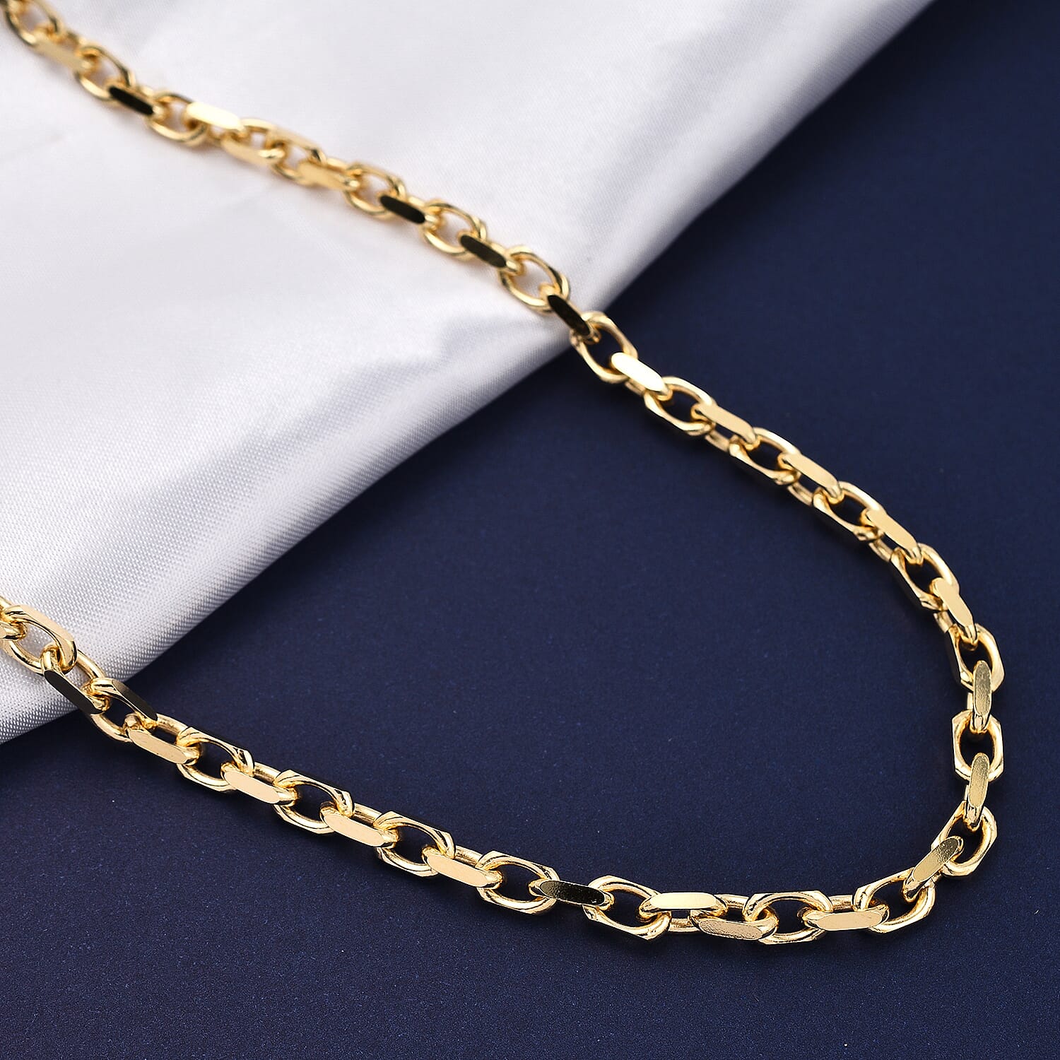 Vicenza Closeout - Yellow Gold Overlay Sterling Silver Cable Necklace (Size - 20) with Lobster Clasp, Silver Wt. 27.83 Gms