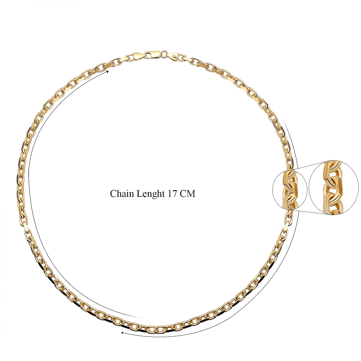 Vicenza Closeout - Yellow Gold Overlay Sterling Silver Cable Necklace (Size - 20) with Lobster Clasp, Silver Wt. 27.83 Gms