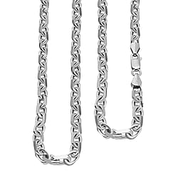DOD - Vicenza Closeout - Rhodium Overlay Sterling Silver Cable Necklace (Size - 20) With Lobster Clasp, Silver Wt. 28.00 Gms