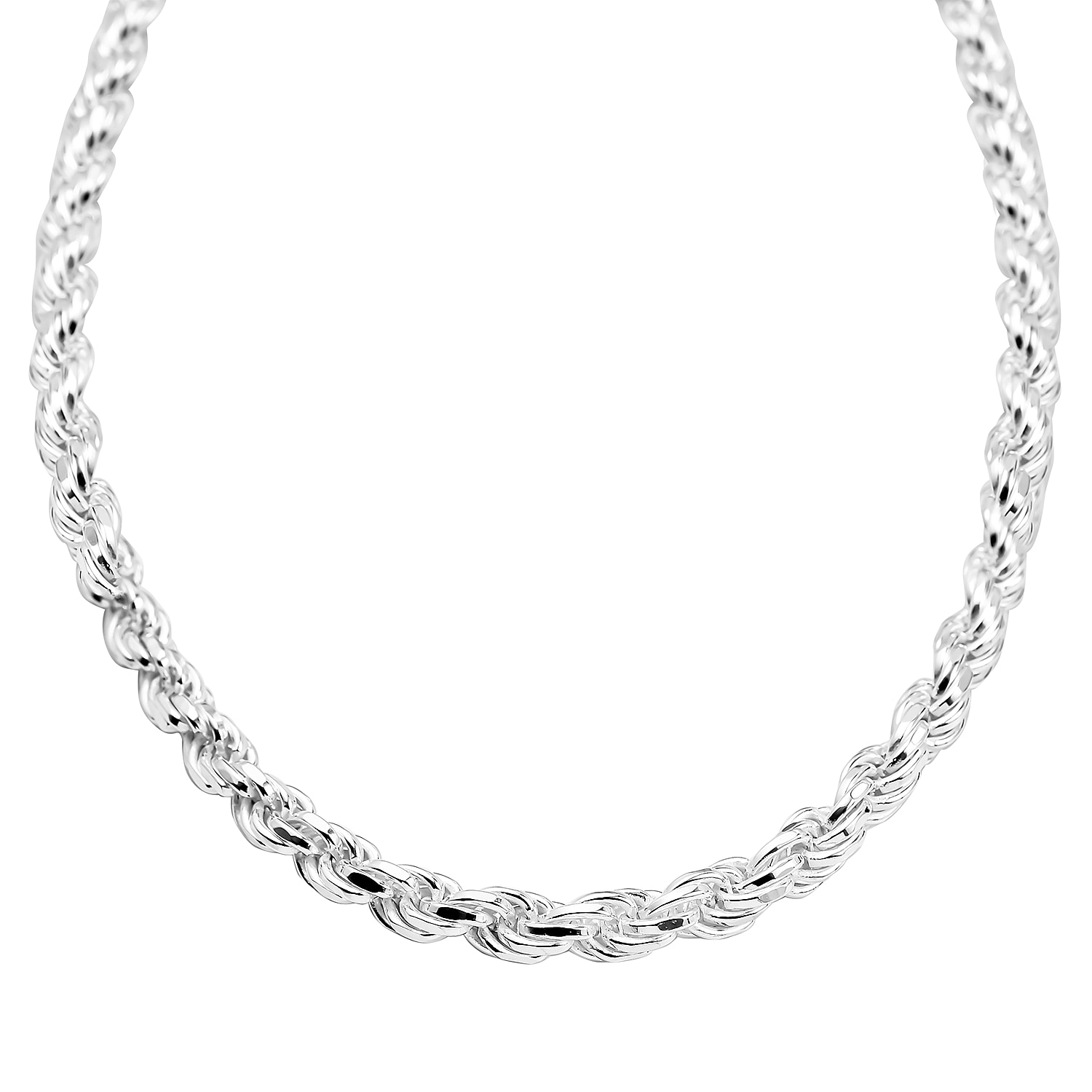 Rhodium Overlay Sterling Silver Rope Necklace (Size - 24), Silver Wt. 66.42 Gms