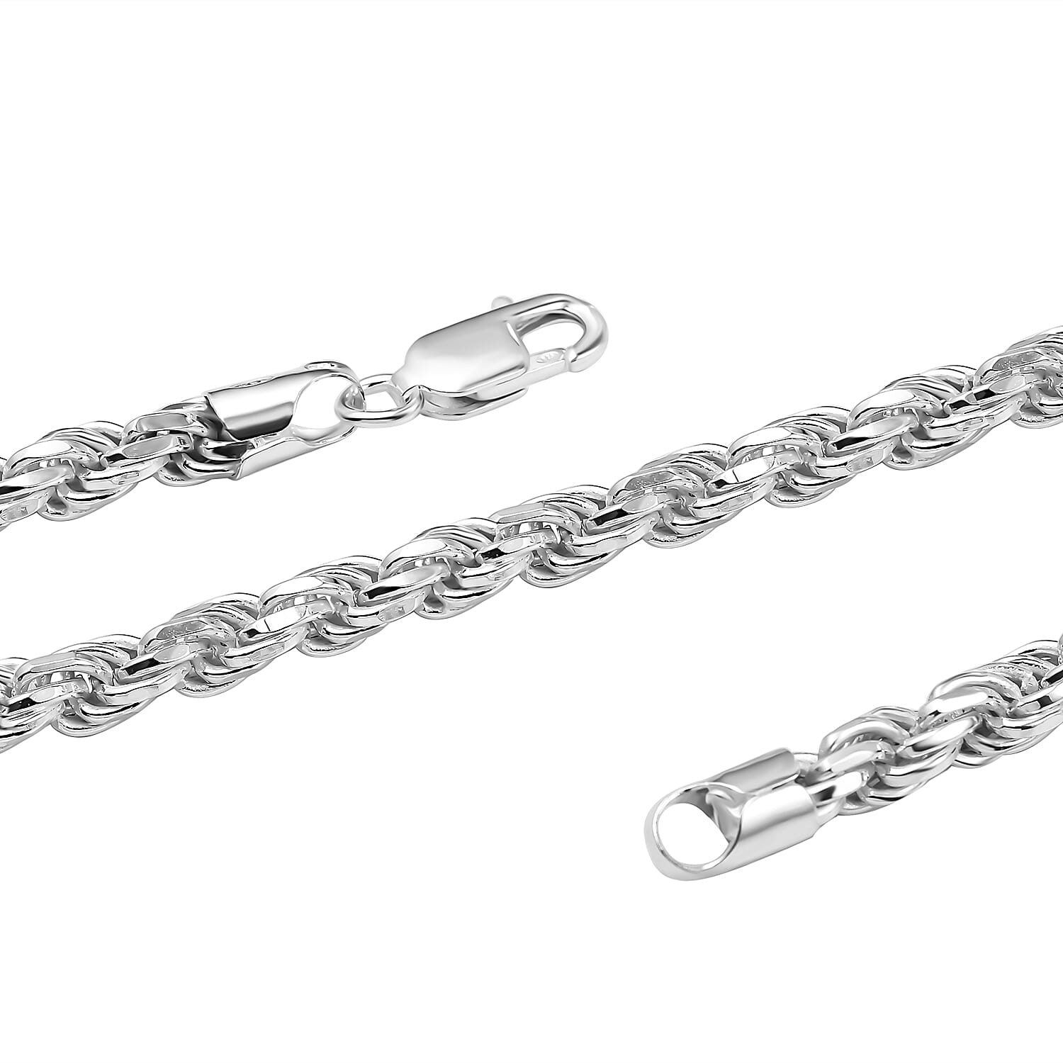 Rhodium Overlay Sterling Silver Rope Necklace (Size - 24), Silver Wt. 66.42 Gms