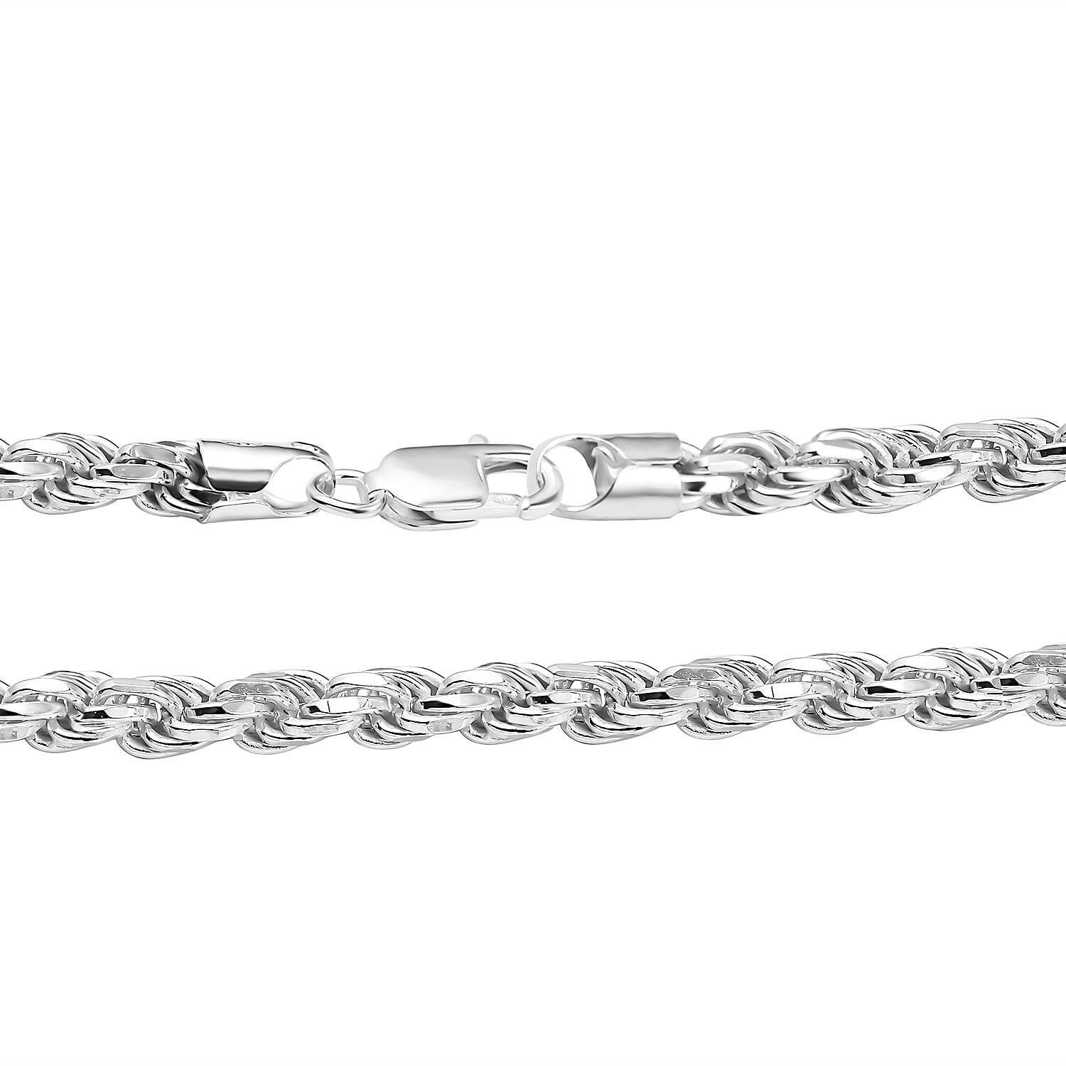 Rhodium Overlay Sterling Silver Rope Necklace (Size - 24), Silver Wt. 66.42 Gms