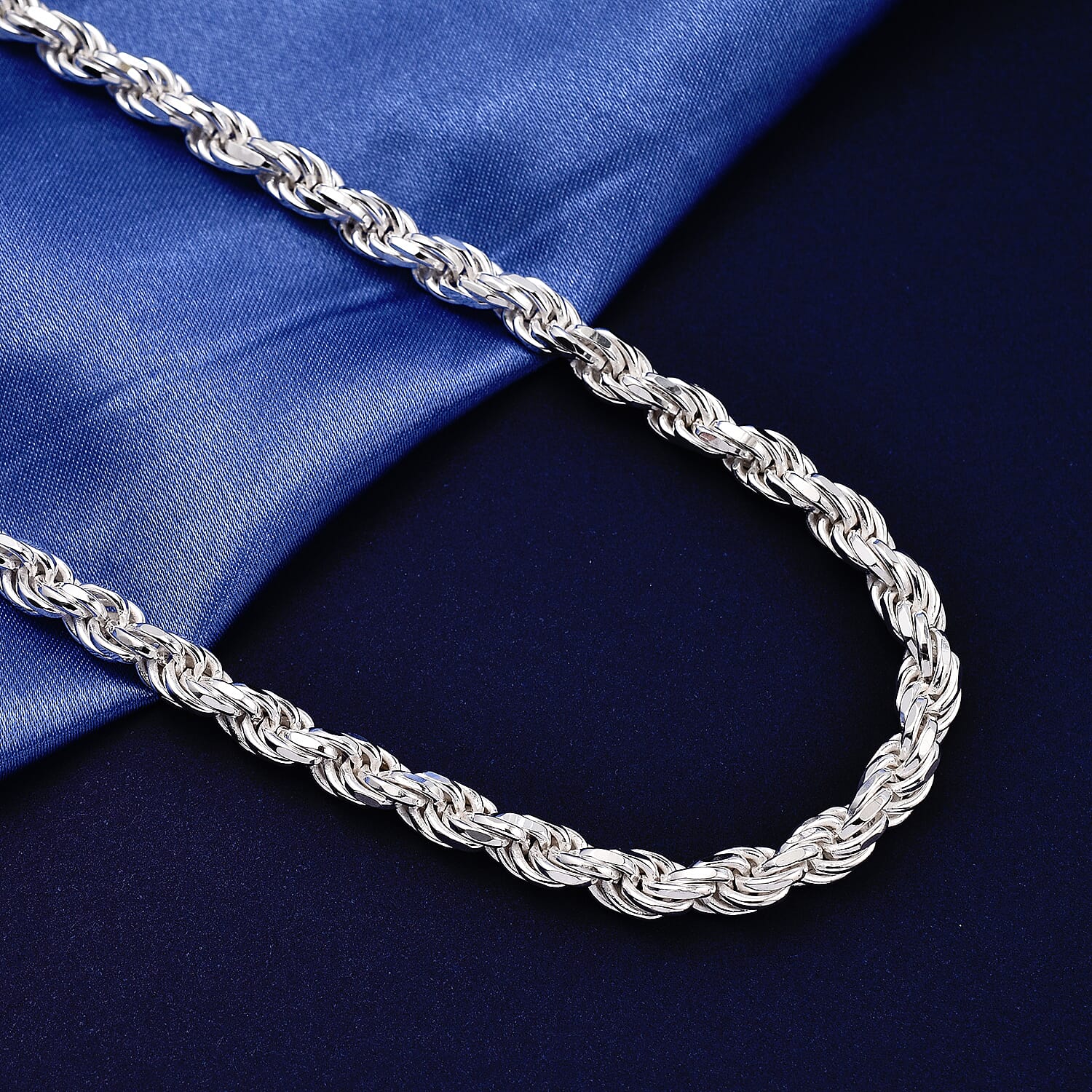 Rhodium Overlay Sterling Silver Rope Necklace (Size - 24), Silver Wt. 66.42 Gms