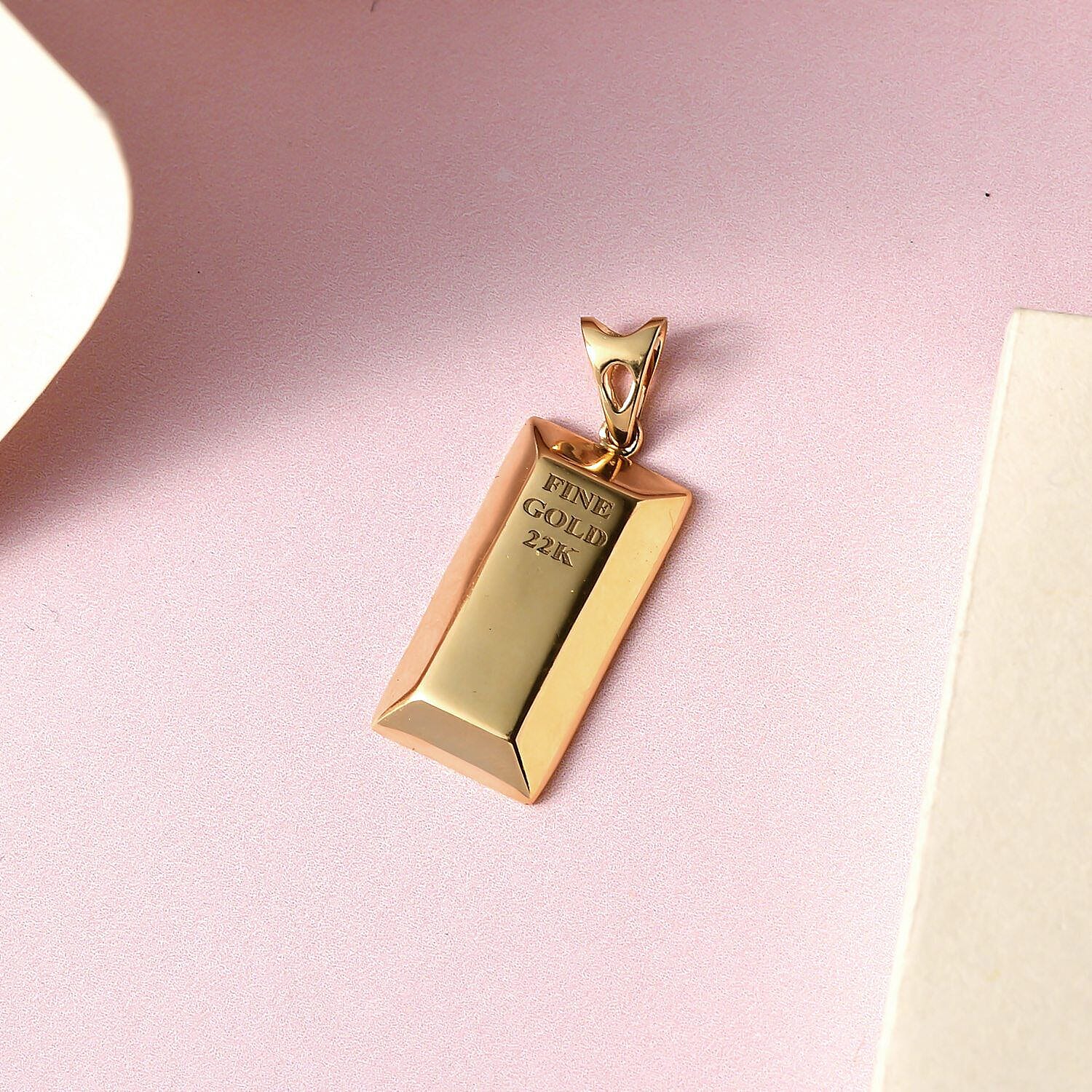 Limited Edition - 22K (91.62% Purity) Yellow Gold Hollow Bar Pendant.
