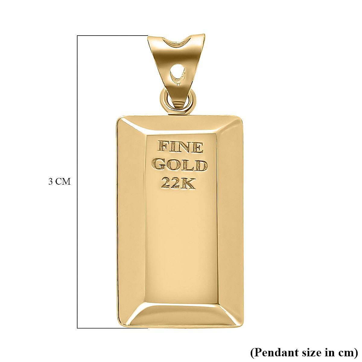 Limited Edition - 22K (91.62% Purity) Yellow Gold Hollow Bar Pendant.