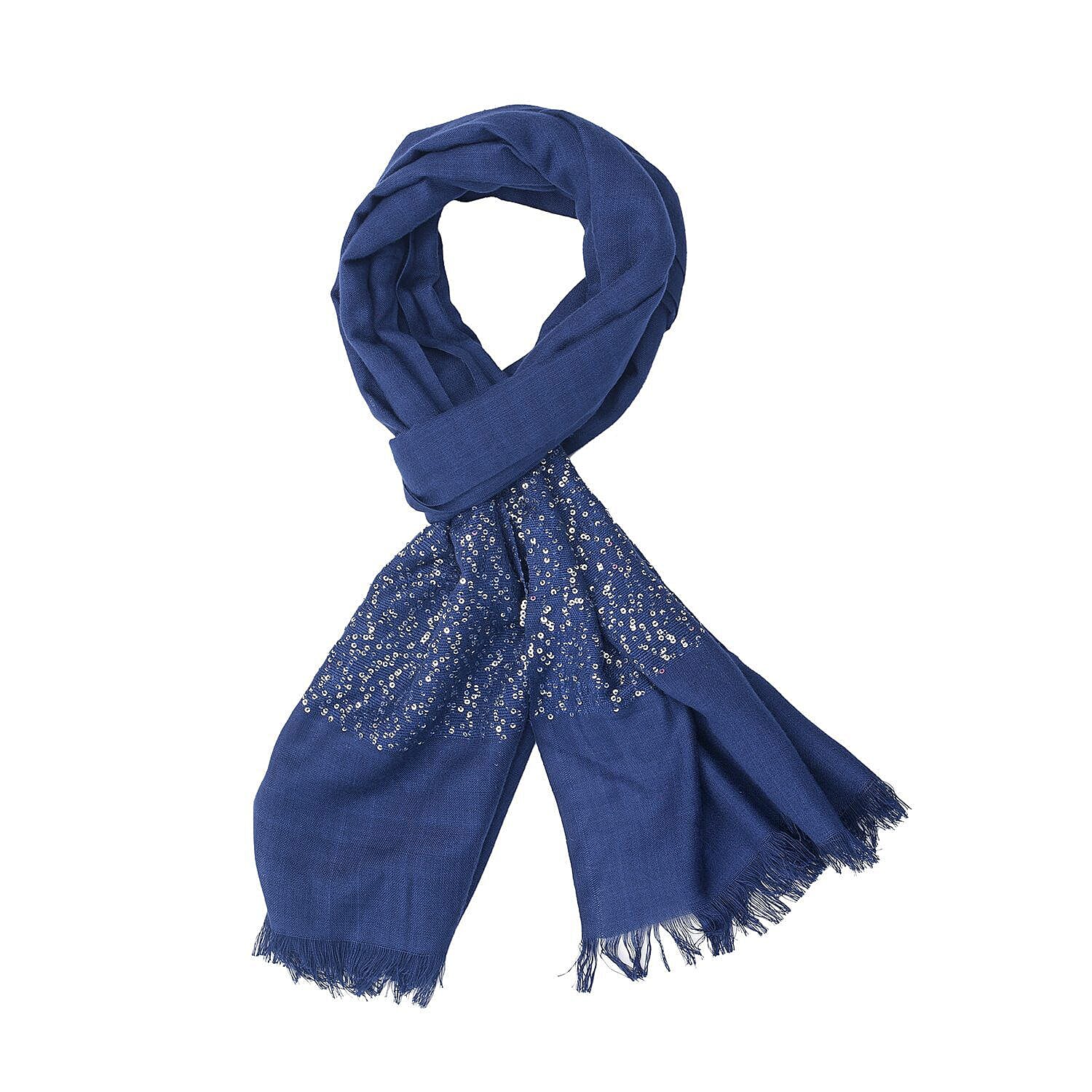 Tamsy Sequin Scarf (Size 180x70 cm) - Blue