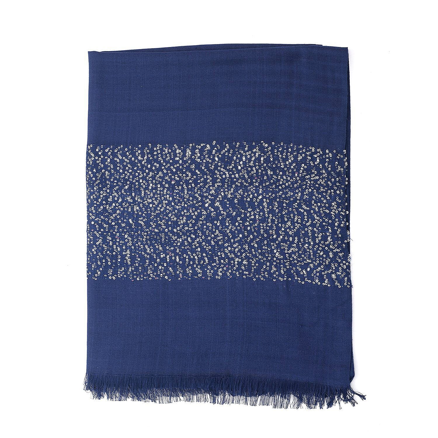 Tamsy Sequin Scarf (Size 180x70 cm) - Blue