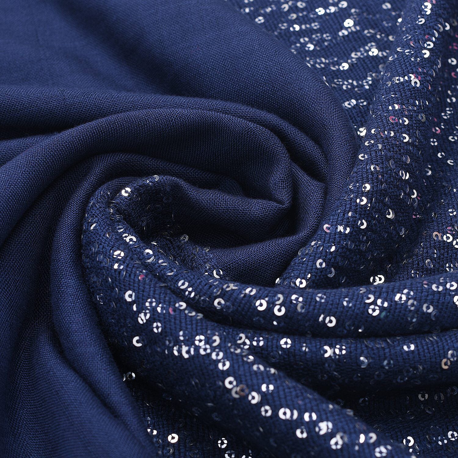 Tamsy Sequin Scarf (Size 180x70 cm) - Blue
