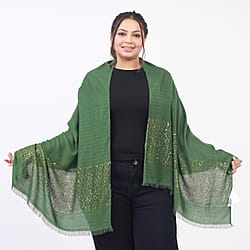 Tamsy Viscose Sequins Scarf (Size 180x70 cm) - Blue