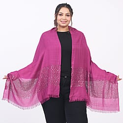 Tamsy Viscose Sequins Scarf (Size 180x70 cm) - Blue