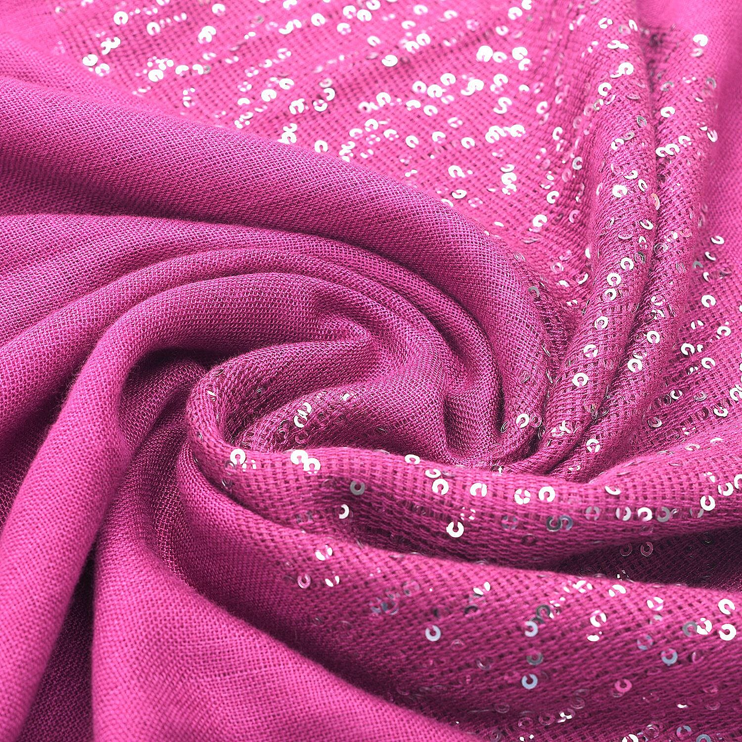 Tamsy Viscose Sequins Scarf (Size 180x70 cm) - Fuchsia