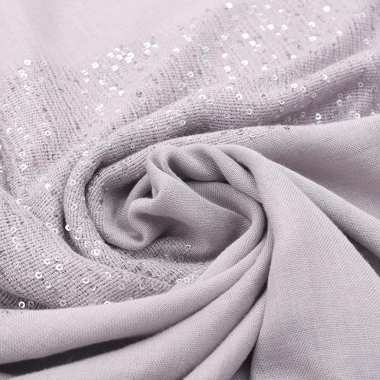 Tamsy Viscose Sequins Work (Size 180x70 cm) - Dove