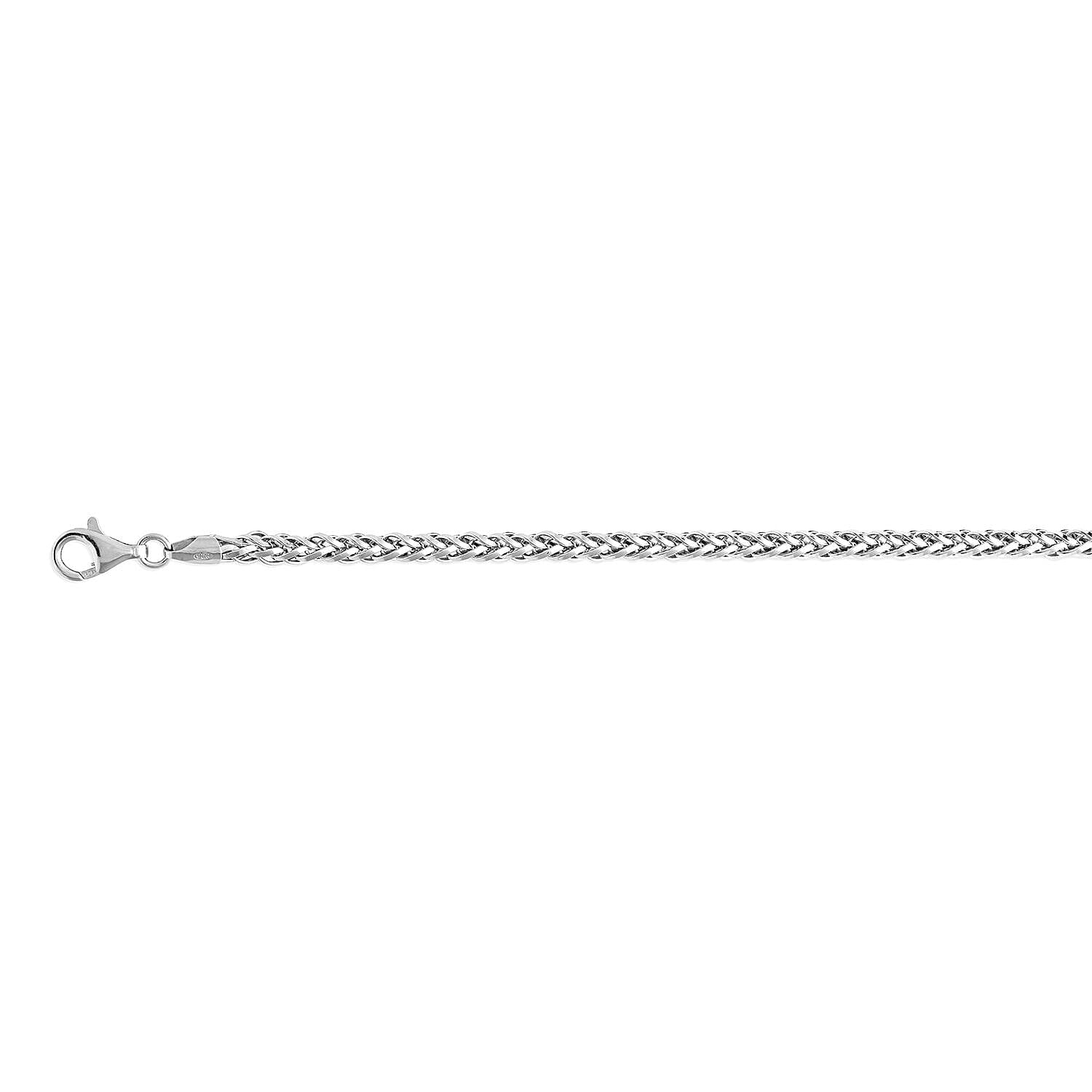 One Time Deal - Rhodium Overlay Sterling Silver Spiga Chain (Size - 30), Silver Wt. 43.6 Gms