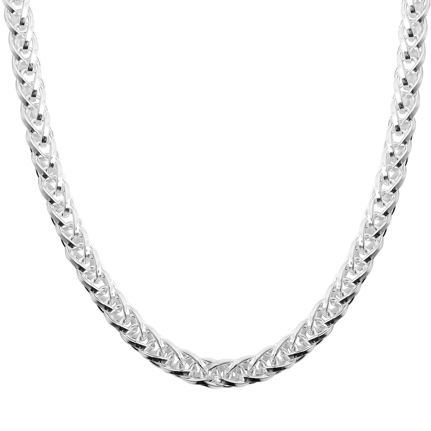One Time Deal - Rhodium Overlay Sterling Silver Spiga Chain (Size - 30), Silver Wt. 43.6 Gms
