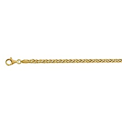 Yellow Gold Overlay Sterling Silver Spiga Chain (Size - 24) with Lobster Clasp, Silver Wt. 34.9 Gms