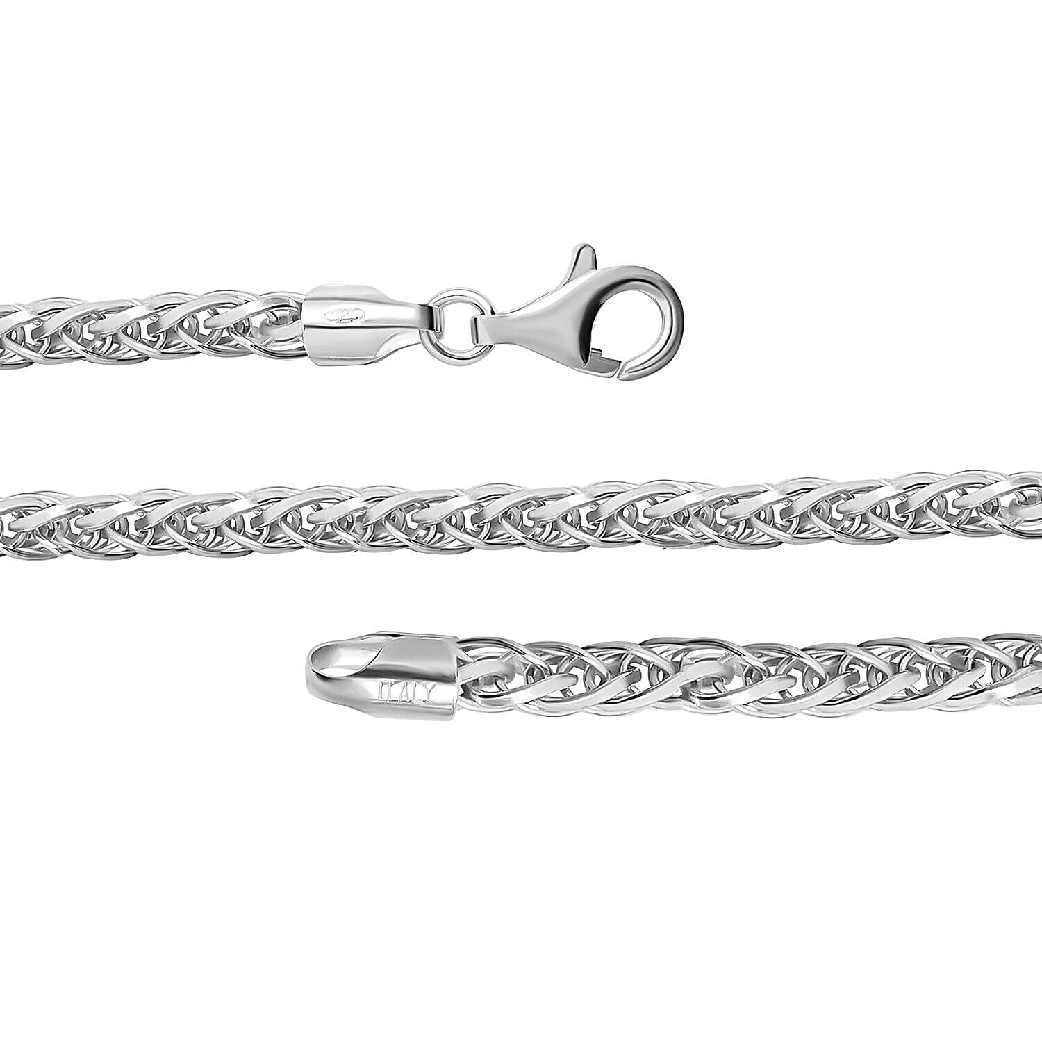 Vicenza Closeout-Sterling Silver Solid Spiga Necklace (Size - 24), Silver Wt. 34.9 Gms