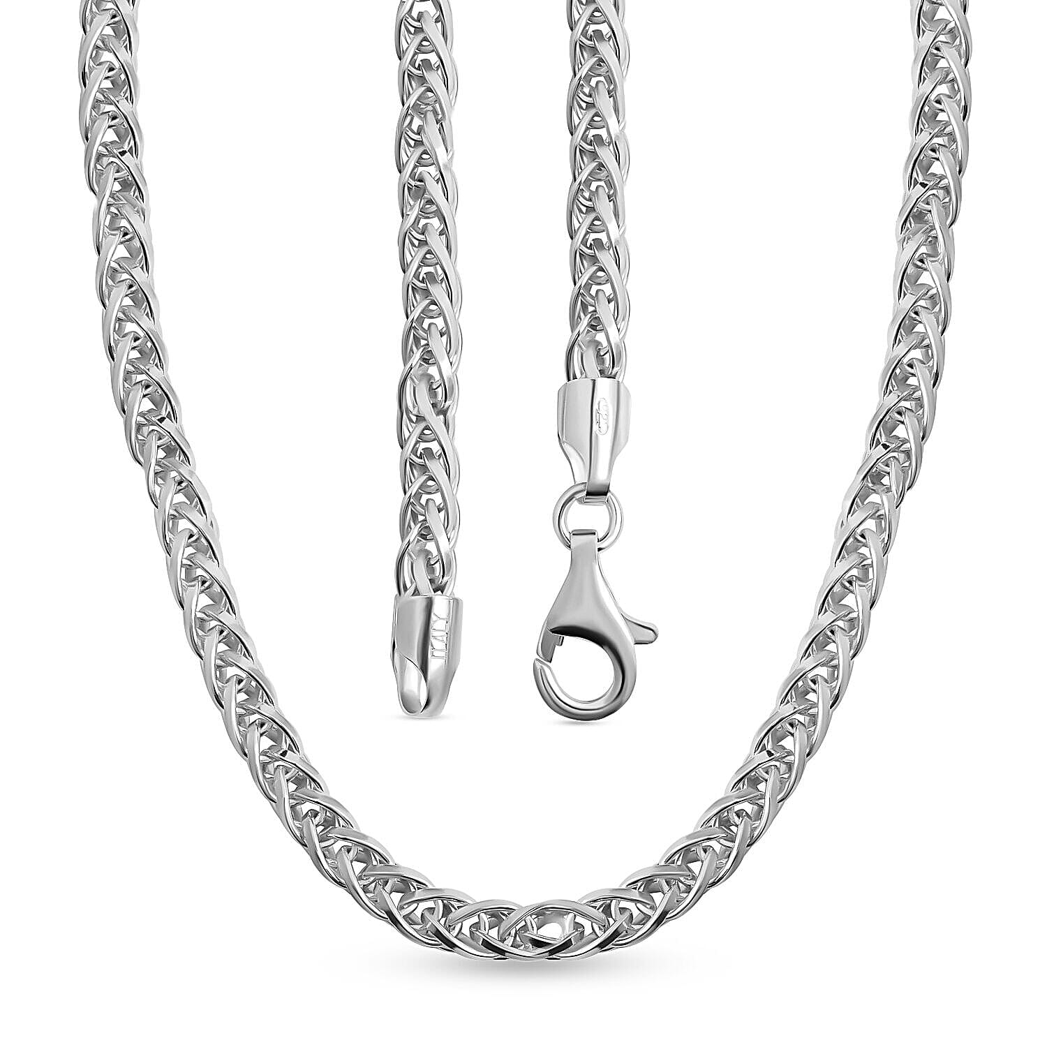 Vicenza Closeout-Sterling Silver Solid Spiga Necklace (Size - 24), Silver Wt. 34.9 Gms
