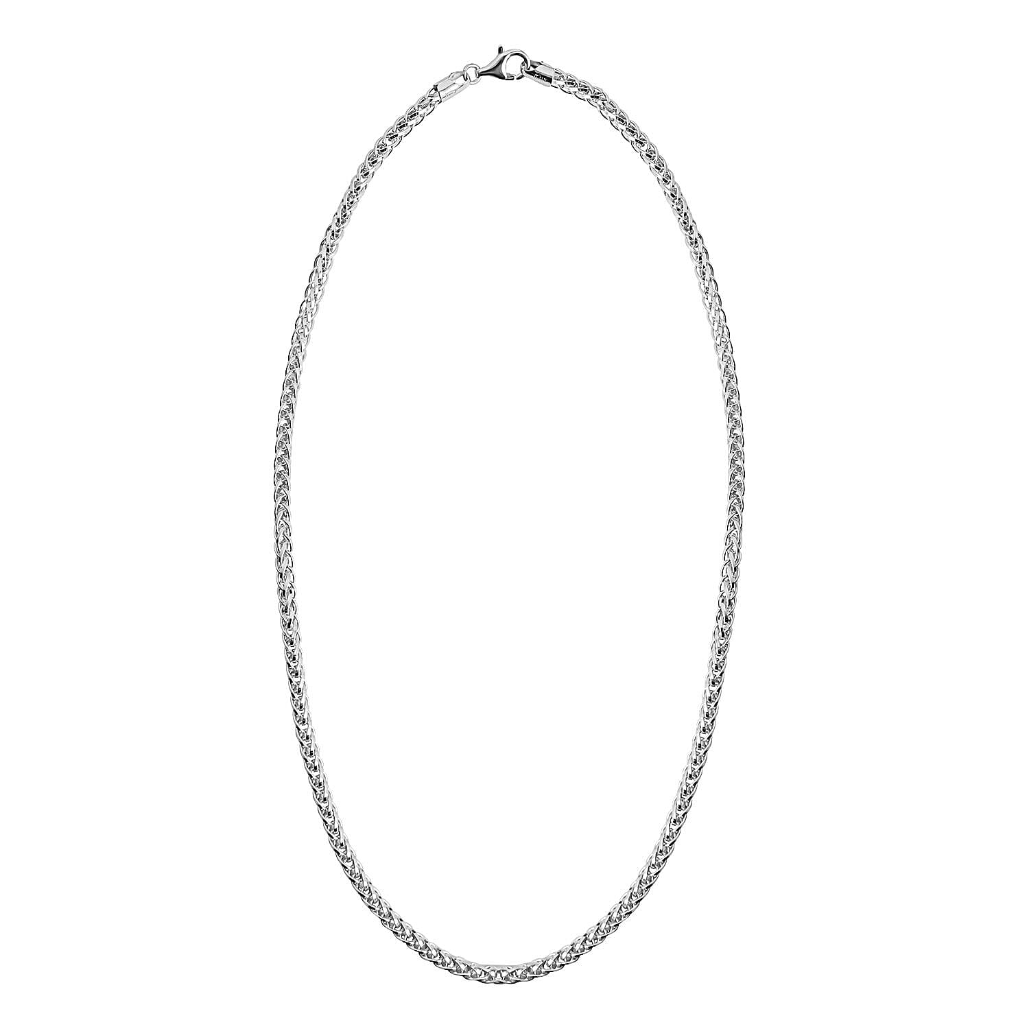 Vicenza Closeout-Sterling Silver Solid Spiga Necklace (Size - 24), Silver Wt. 34.9 Gms