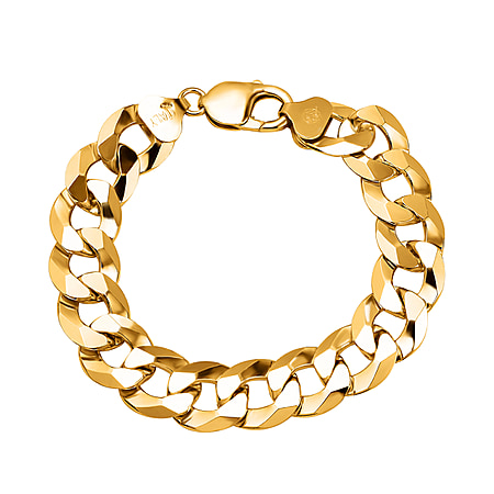 Vicenza Closeout - Yellow Gold Overlay Sterling Silver Curb Bracelet (Size - 7.5), Silver Wt. 31.75 Gms