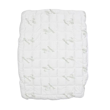 Box Quilting Mattress Topper with Bamboo (Size Super King, 200X180 cm) - White
