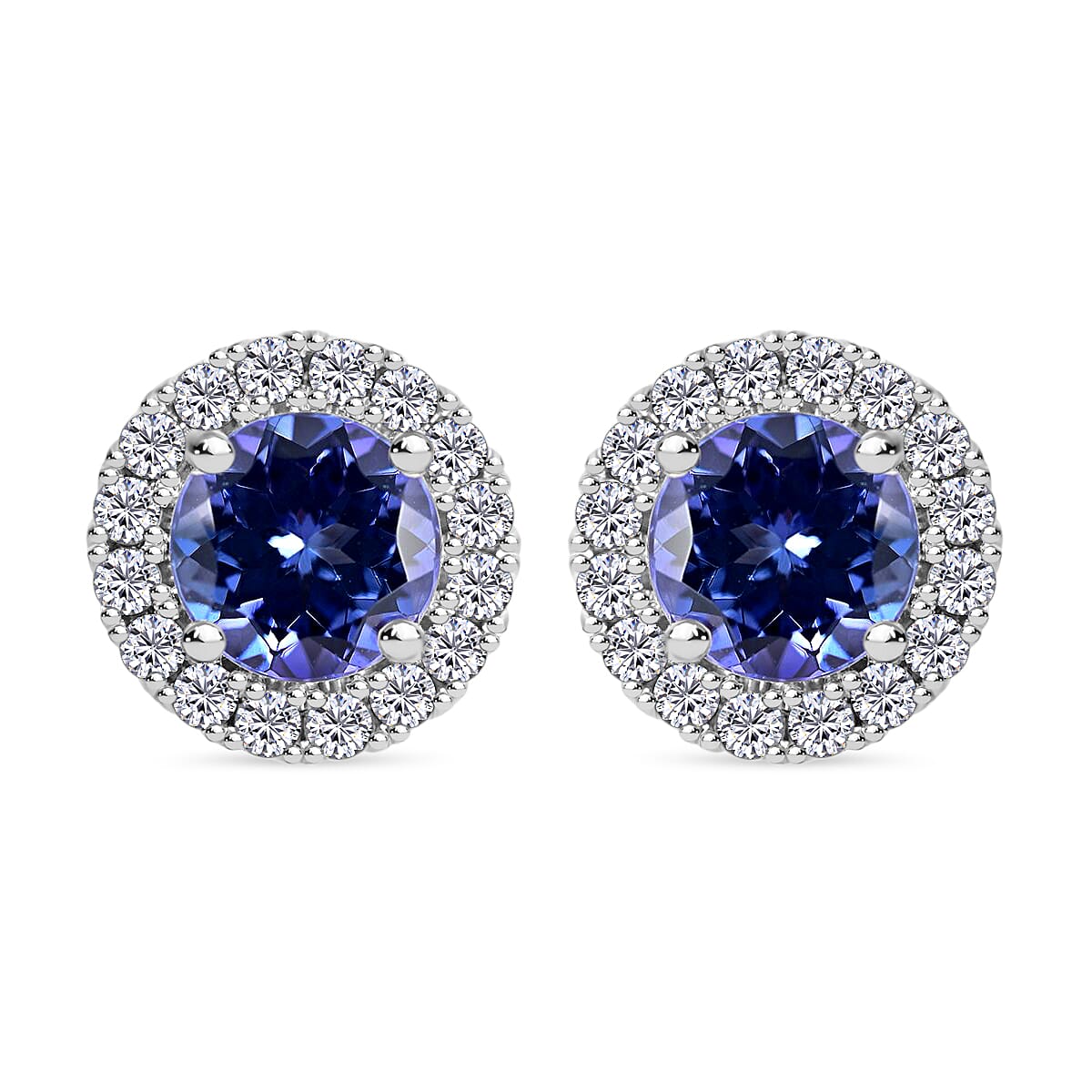 14K W Gold  AAAA   Tanzanite ,  White Diamond  I2 Earring 1.40 pc,  Gold Wt. 1.73 Gms  1.400  Ct.