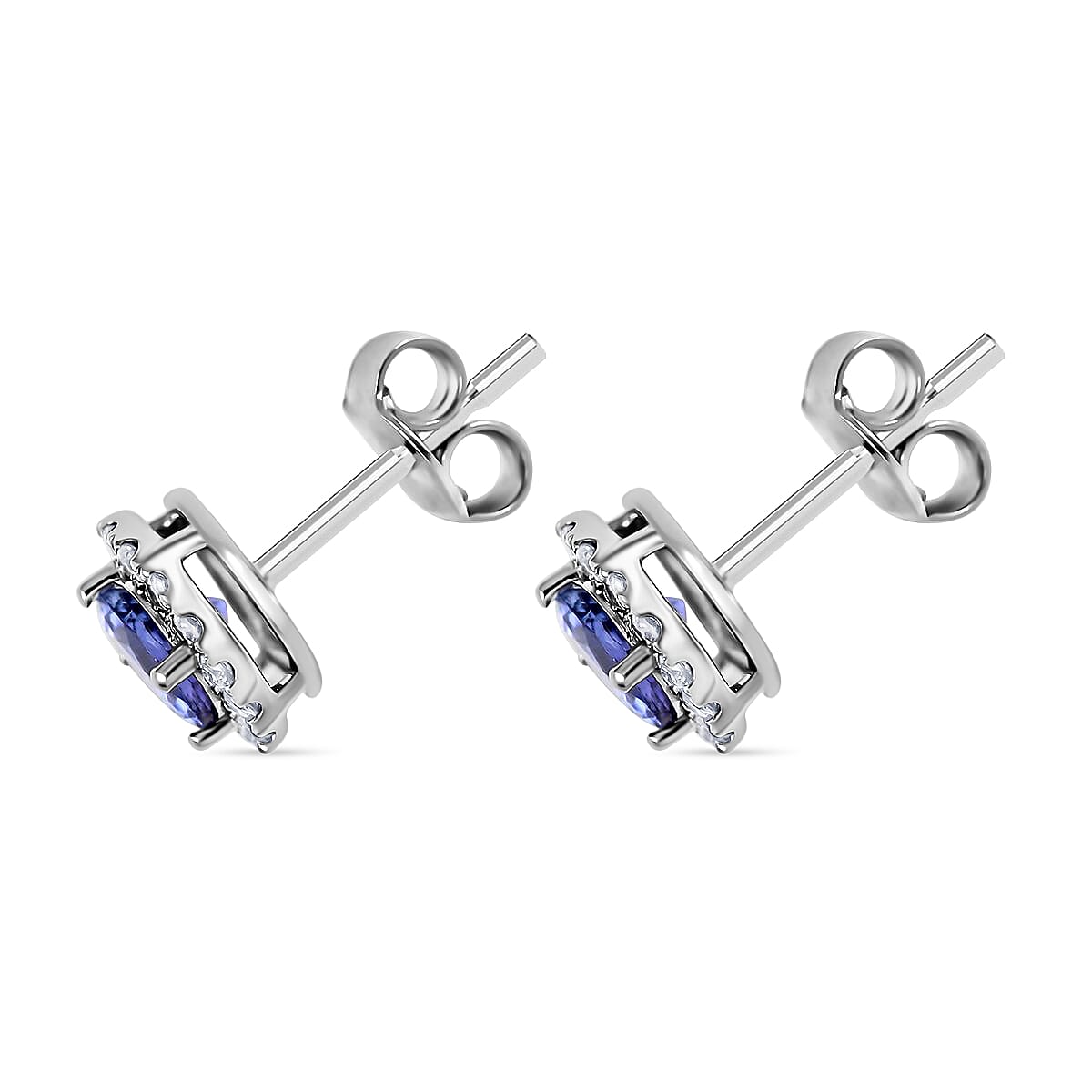 14K W Gold  AAAA   Tanzanite ,  White Diamond  I2 Earring 1.40 pc,  Gold Wt. 1.73 Gms  1.400  Ct.