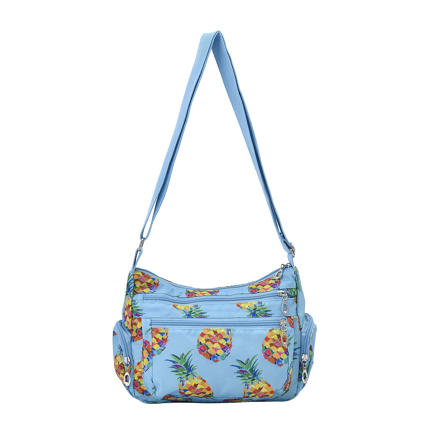 Oxford Pineapple Pattern Crossbody Bag with Shoulder Strap (Size 26x20x10 cm) - Yellow & Blue