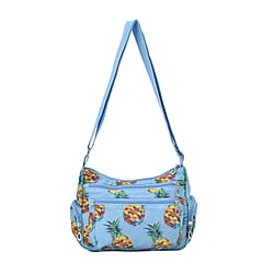 Oxford Pineapple Pattern Crossbody Bag with Shoulder Strap (Size 26x20x10 cm) - Yellow & Blue