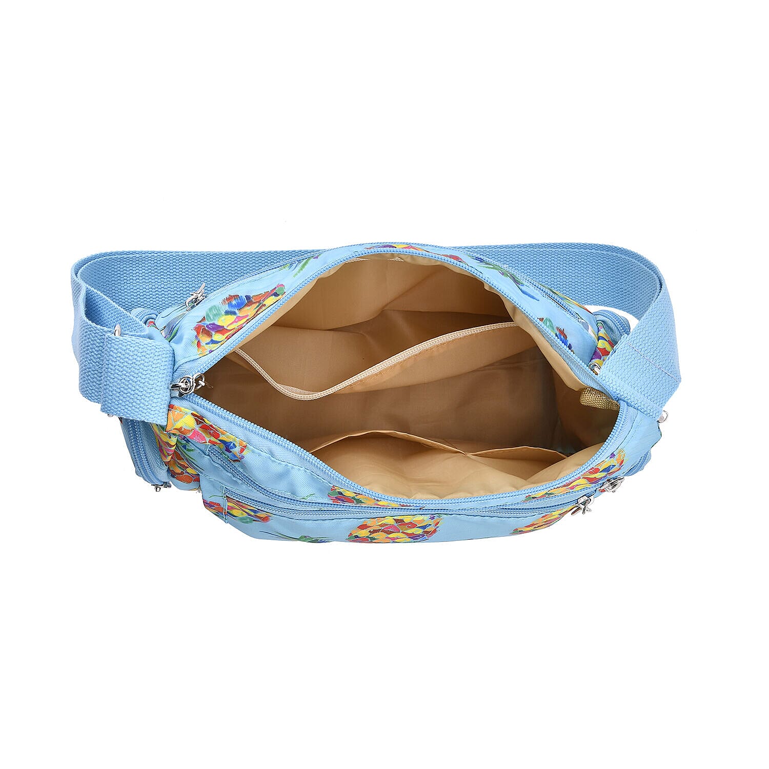 Oxford Pineapple Pattern Crossbody Bag with Shoulder Strap (Size 26x20x10 cm) - Yellow & Blue