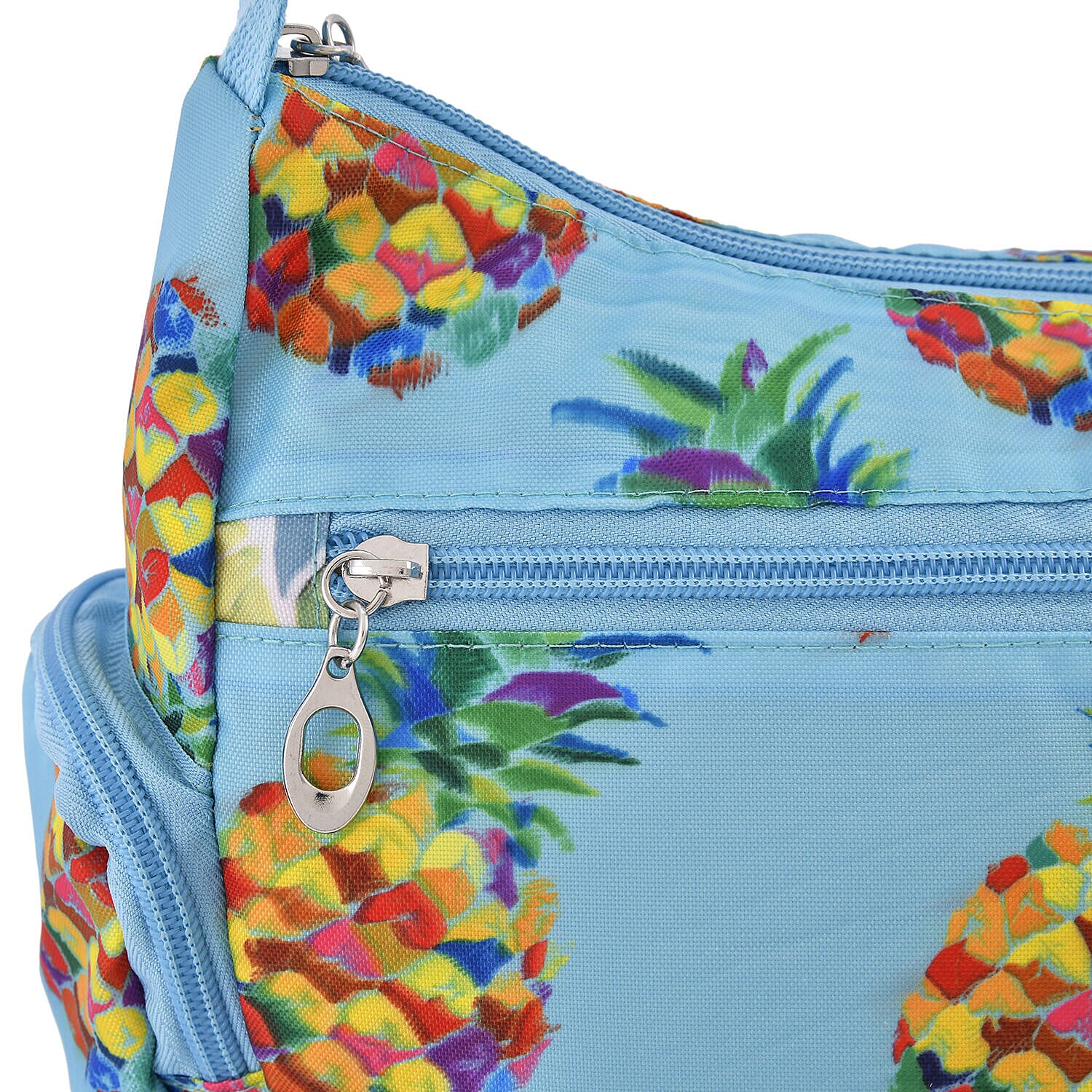 Oxford Pineapple Pattern Crossbody Bag with Shoulder Strap (Size 26x20x10 cm) - Yellow & Blue