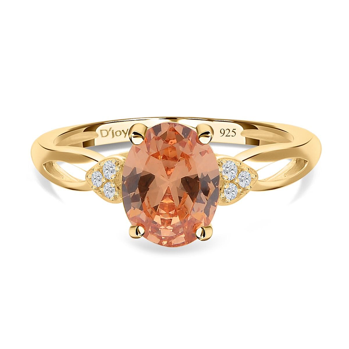 Champagne Simulated Diamond and White Simulated Diamond Ring in Yellow Gold Overlay Sterling Silver 2.55 Ct. 7272541 TJC