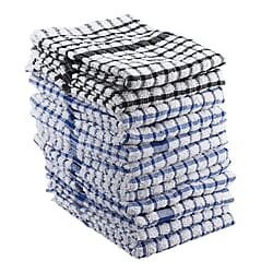 Set of 12 -  Cotton Checkered Kitchen Towel (Size 35x33 Cm) - Blue & White