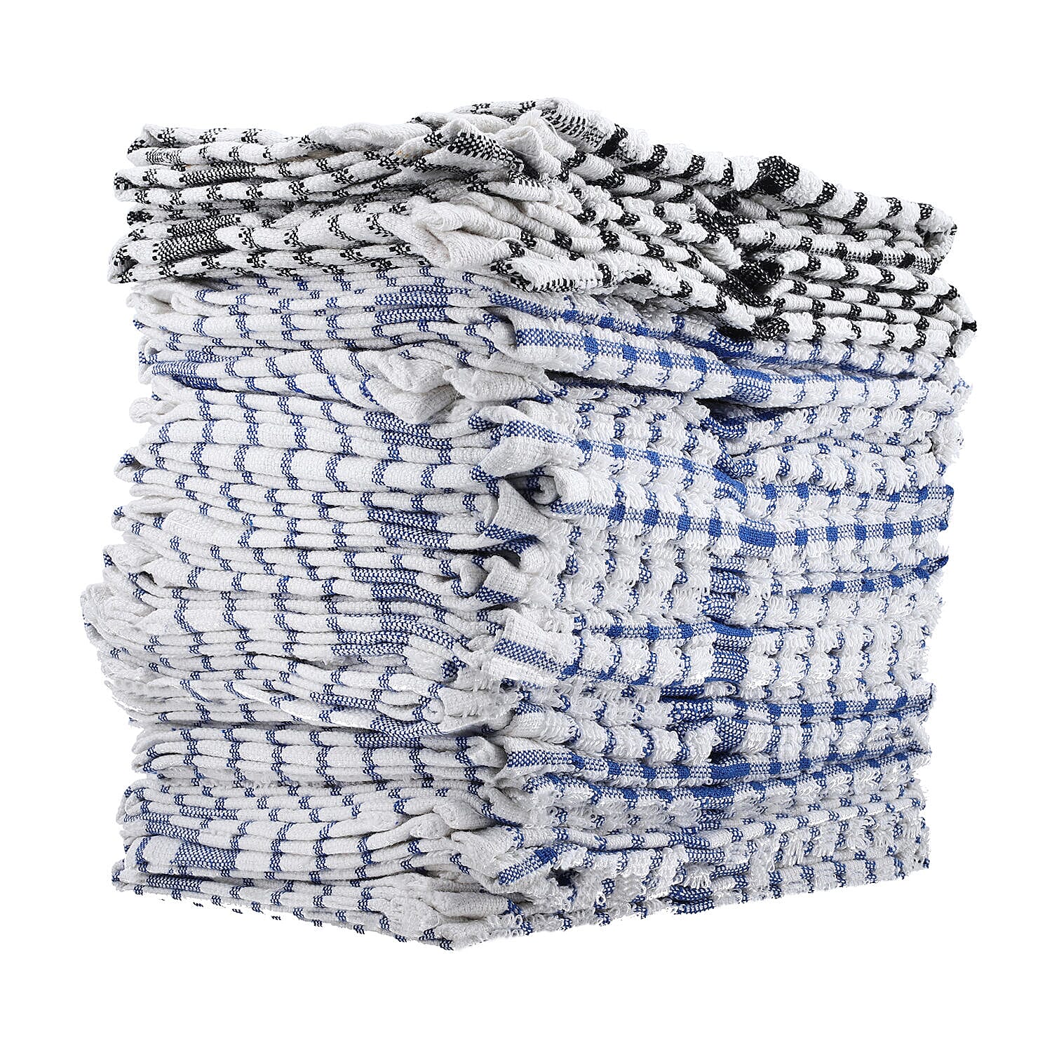 Set of 12 -  Cotton Checkered Kitchen Towel (Size 35x33 Cm) - Blue & White