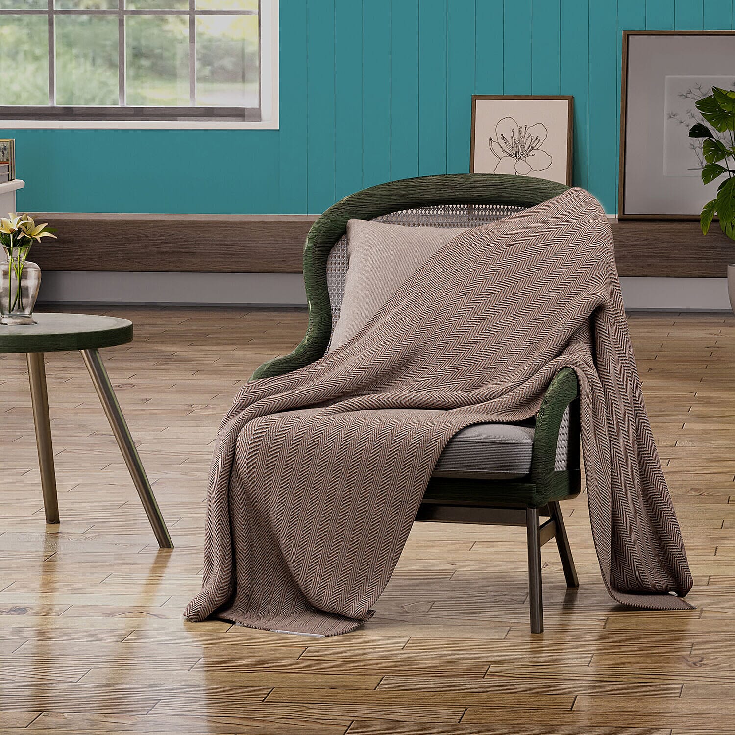 Cashmere 75% Wool and 25% Silk Blanket (Size 260x140 cm) - Camel