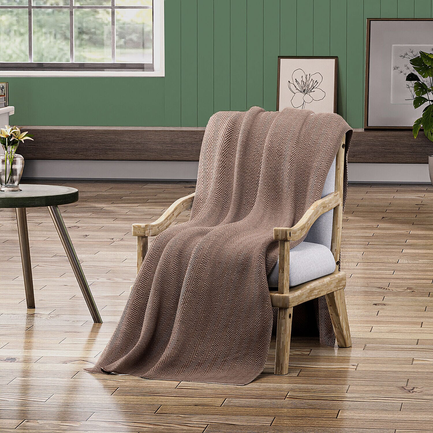 Cashmere 75% Wool and 25% Silk Blanket (Size 260x140 cm) - Camel