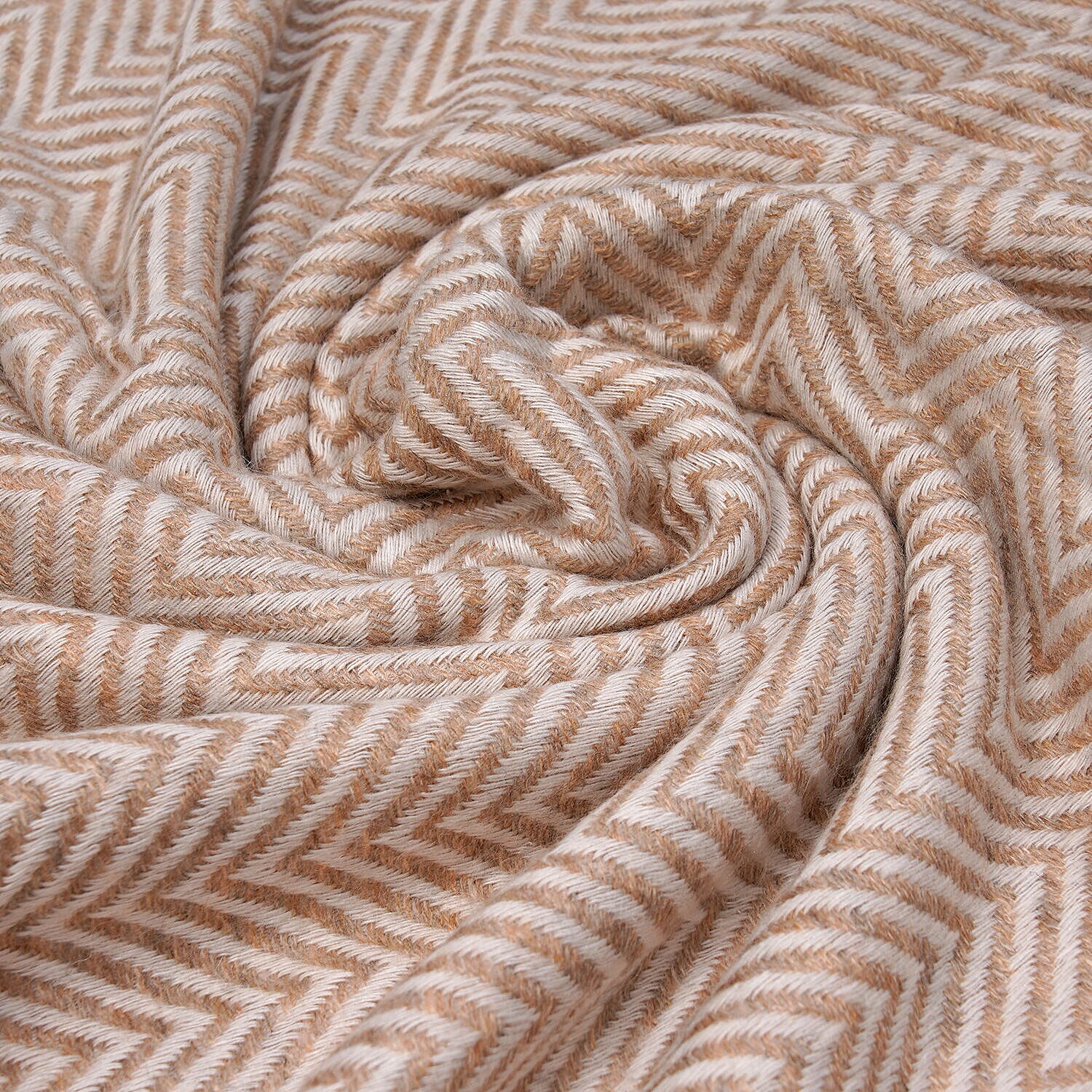 Cashmere 75% Wool and 25% Silk Blanket (Size 260x140 cm) - Camel