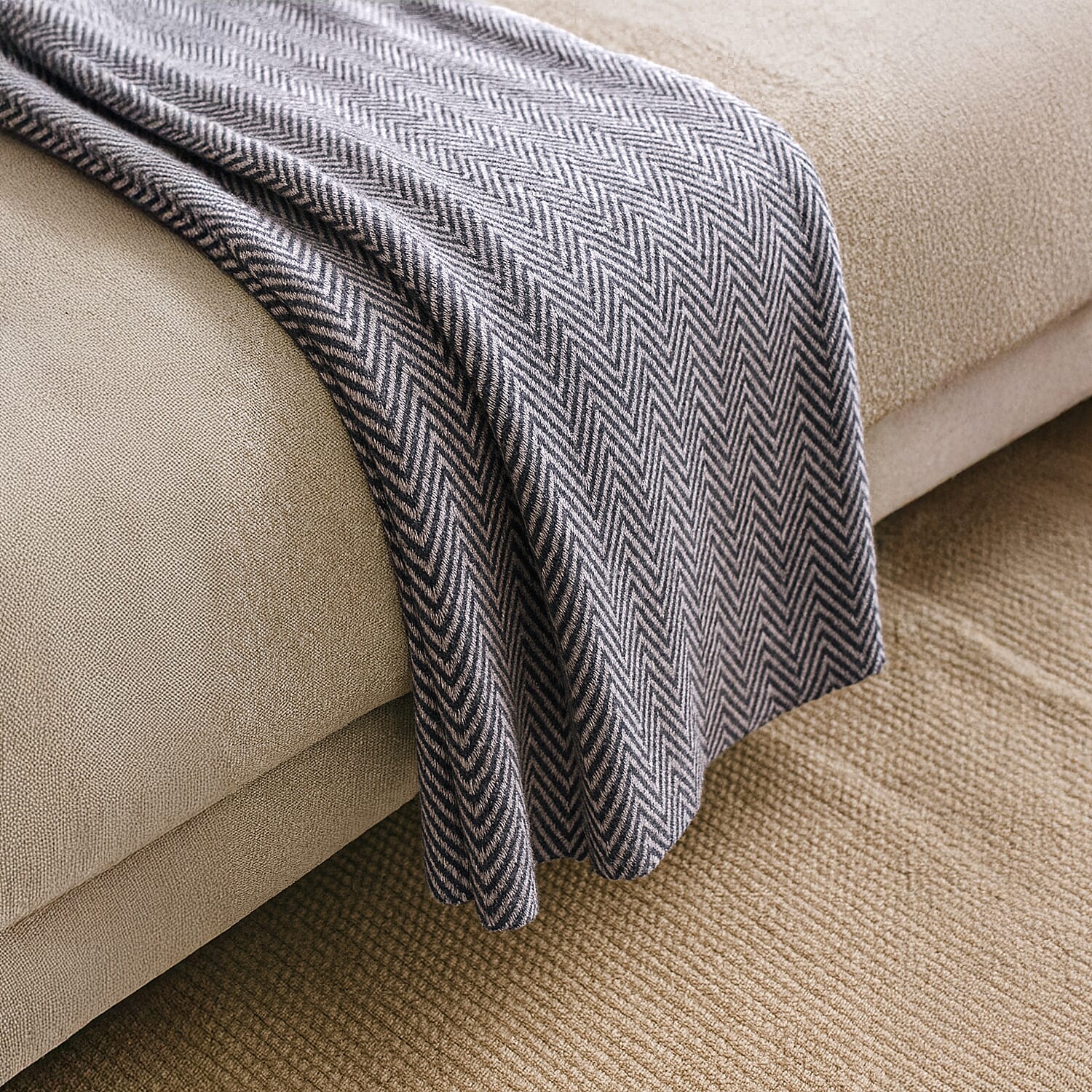 Cashmere 75% Wool and 25% Silk Blanket (Size 260x140 cm) - Grey