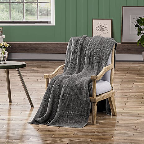 Cashmere Wool (75%) and Silk Blanket (25%) (Size 260x140 cm) - Grey