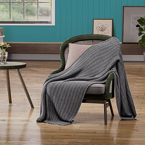 Cashmere Wool (75%) and Silk Blanket (25%) (Size 260x140 cm) - Grey
