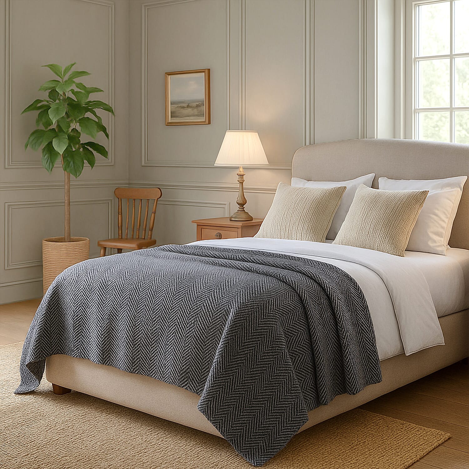 Cashmere 75% Wool and 25% Silk Blanket (Size 260x140 cm) - Grey