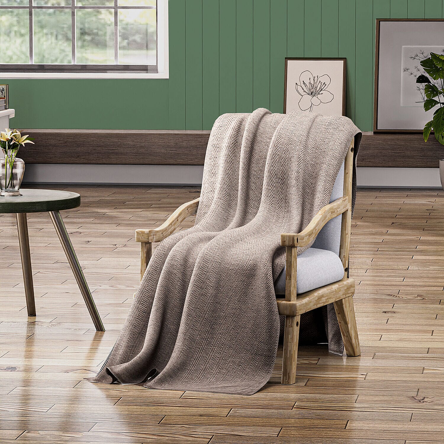 Cashmere 75% Wool and 25% Silk Blanket (Size 260x140 cm) - Cream