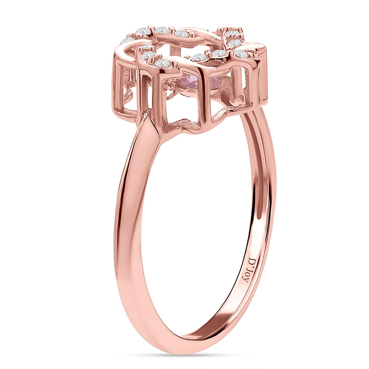One Time Deal- Dancing Finest Pink CZ Ring in Rose Gold Overlay Sterling Silver