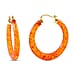First Time- Natural Baltic Amber Carved Hoop Earrings (With Clasp) in Gold Overlay Sterling Silver (Innerdiameter 43.45)