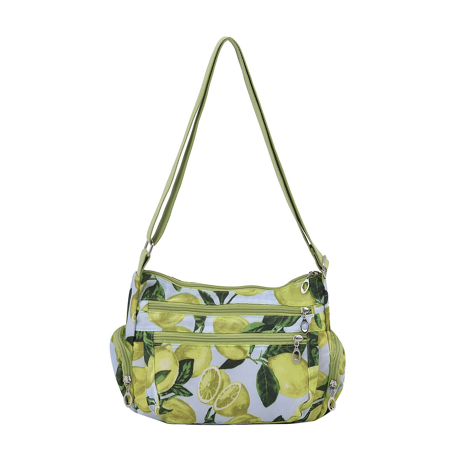 Oxford Leomon Pattern Crossbody Bag with Shoulder Strap (Size 26x20x10 cm) - Yellow & Blue