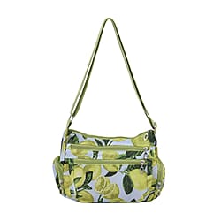 Oxford Pineapple Pattern Crossbody Bag with Shoulder Strap (Size 26x20x10 cm) - Yellow & Blue