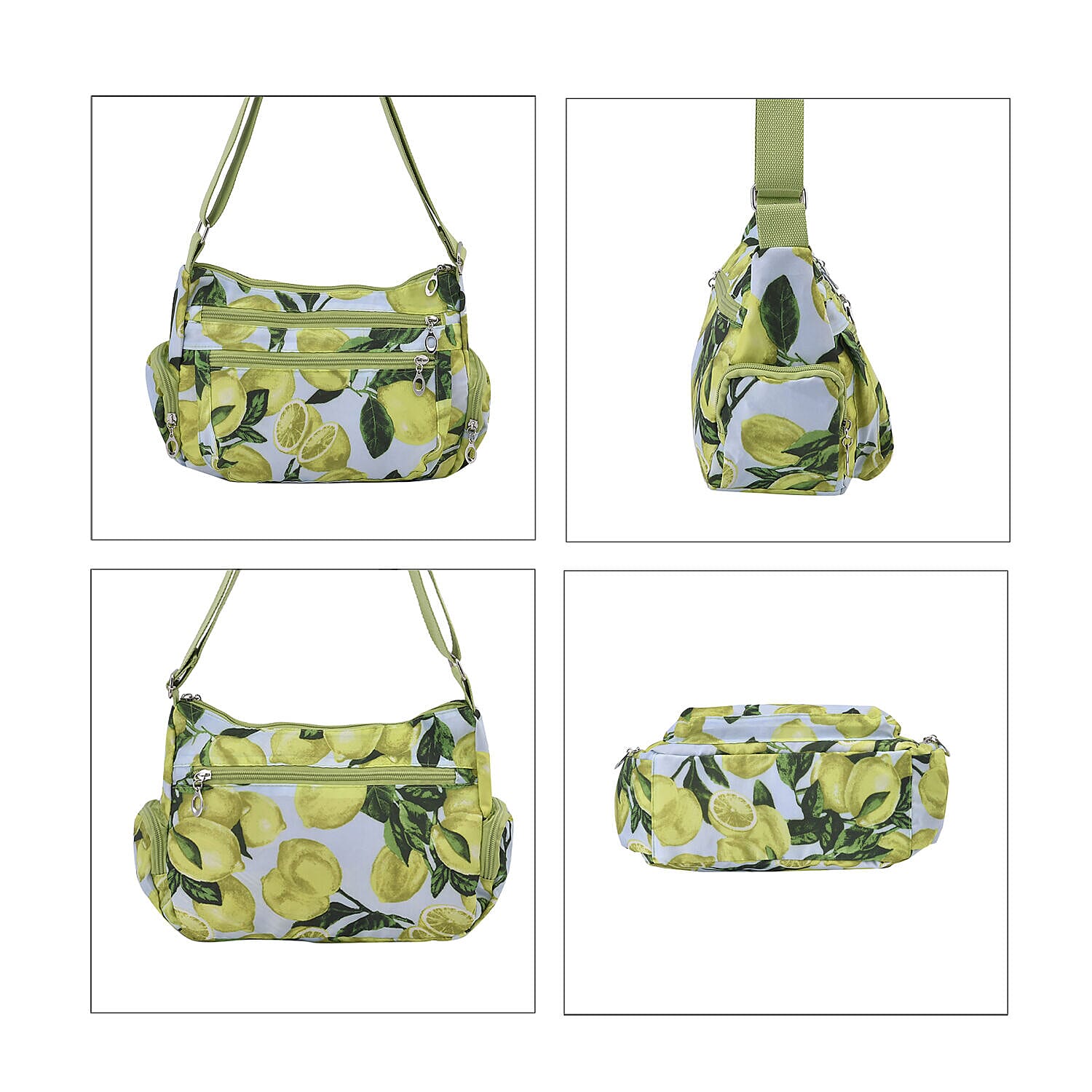 Oxford Leomon Pattern Crossbody Bag with Shoulder Strap (Size 26x20x10 cm) - Yellow & Blue
