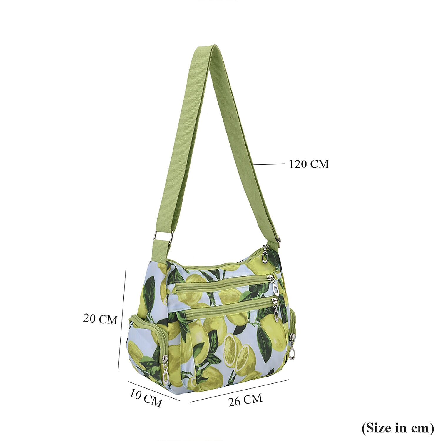 Oxford Leomon Pattern Crossbody Bag with Shoulder Strap (Size 26x20x10 cm) - Yellow & Blue